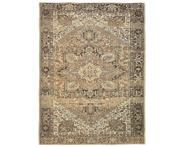 9x12 Vintage Heriz Brown Persian Style Hand Knotted Wool Area Rug